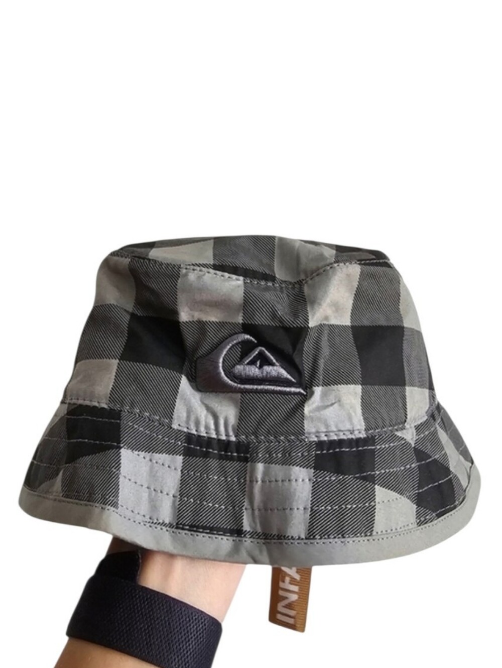 Quiksilver Checkered Bucket Hat Infant Black & Gray 100% Cotton New